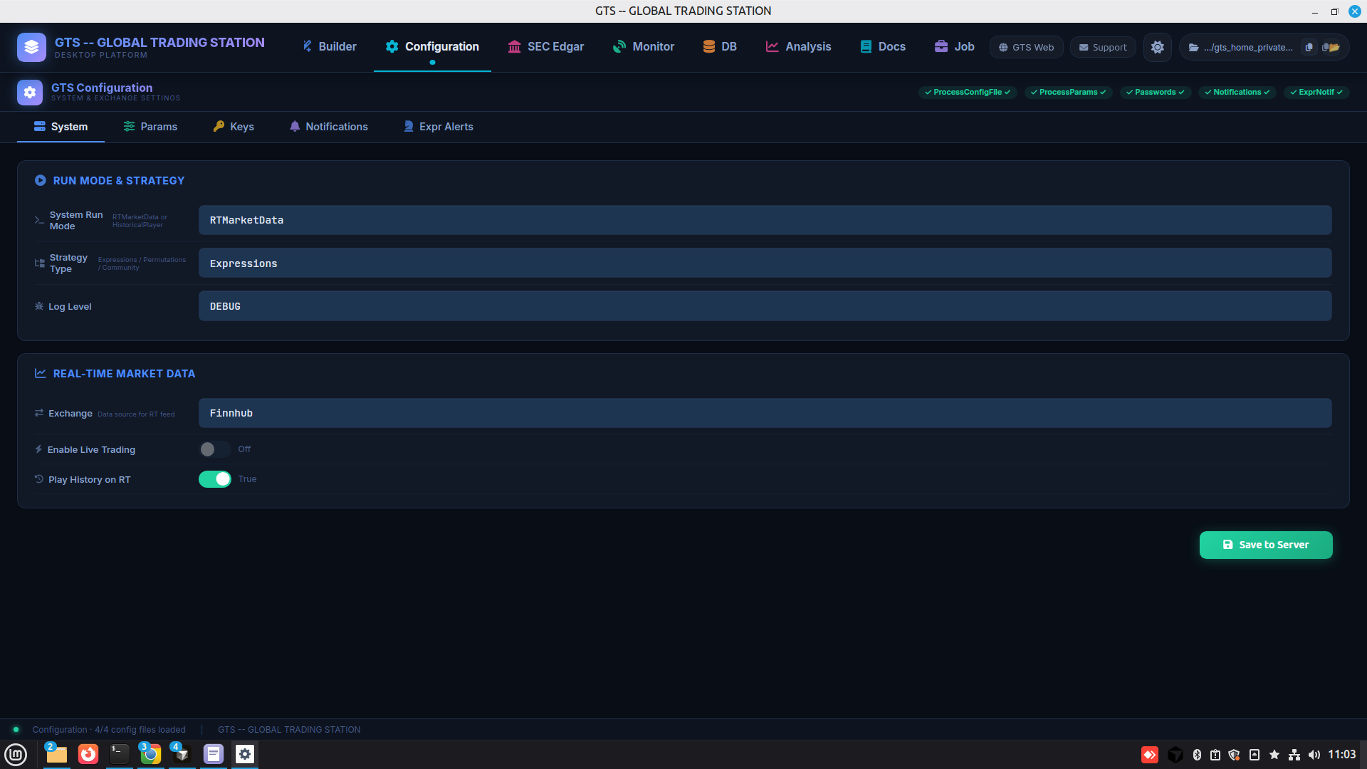 Configuration / Process tab