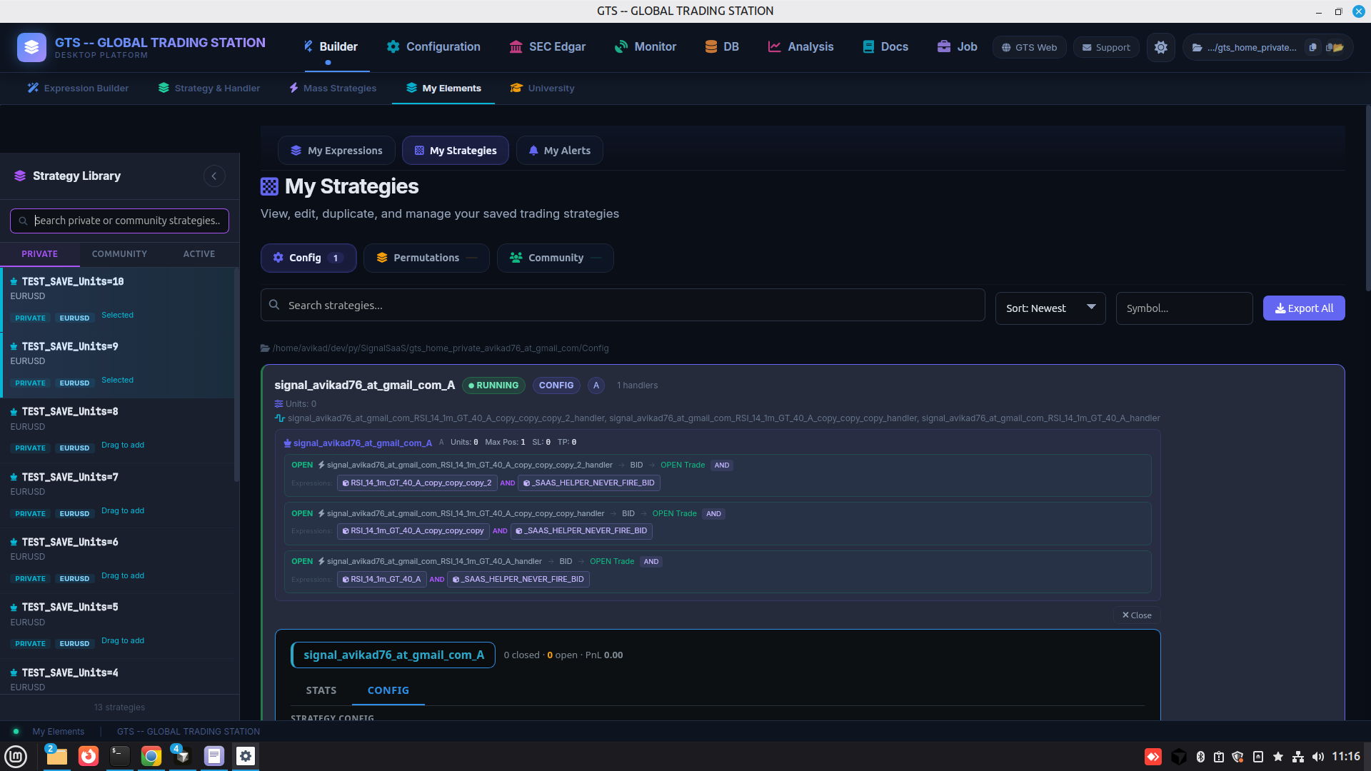 My Strategies library